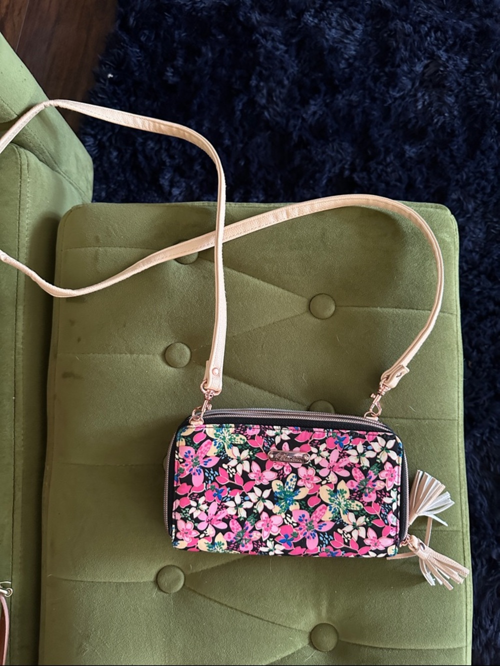 Buxton Floral Crossbody in Pink Multicolor with Tassel